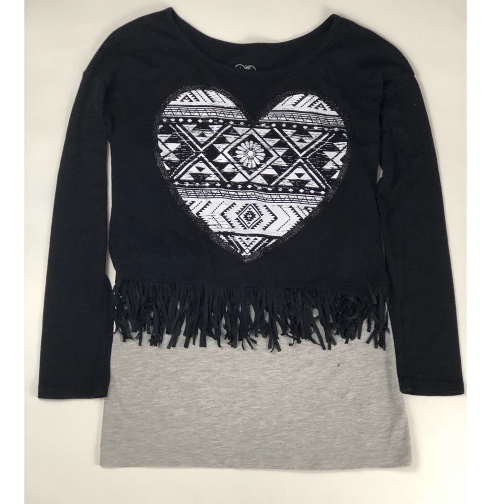 💞Girls Justice Aztec Heart fringe top💞